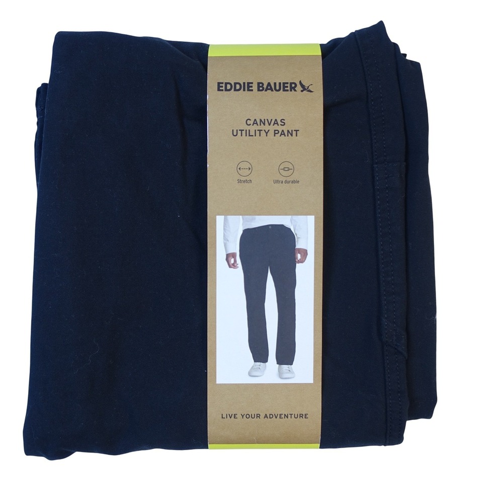 Eddie Bauer Canvas Utility Pants Men 32x32 Black Stretch Ultra Durable NWT